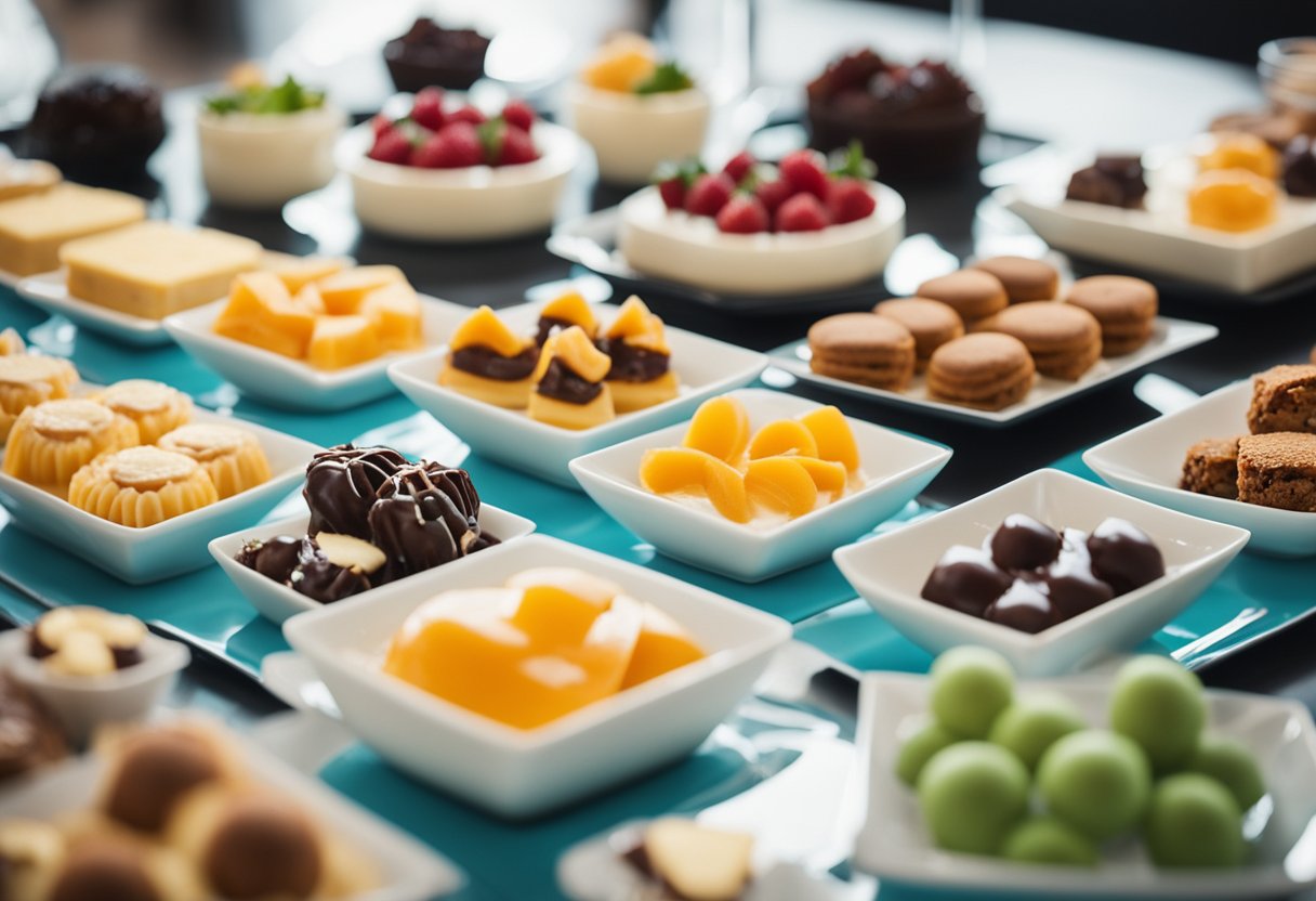 A simple and quick dessert table with a variety of sweet treats and single-serve dishes for fast meals