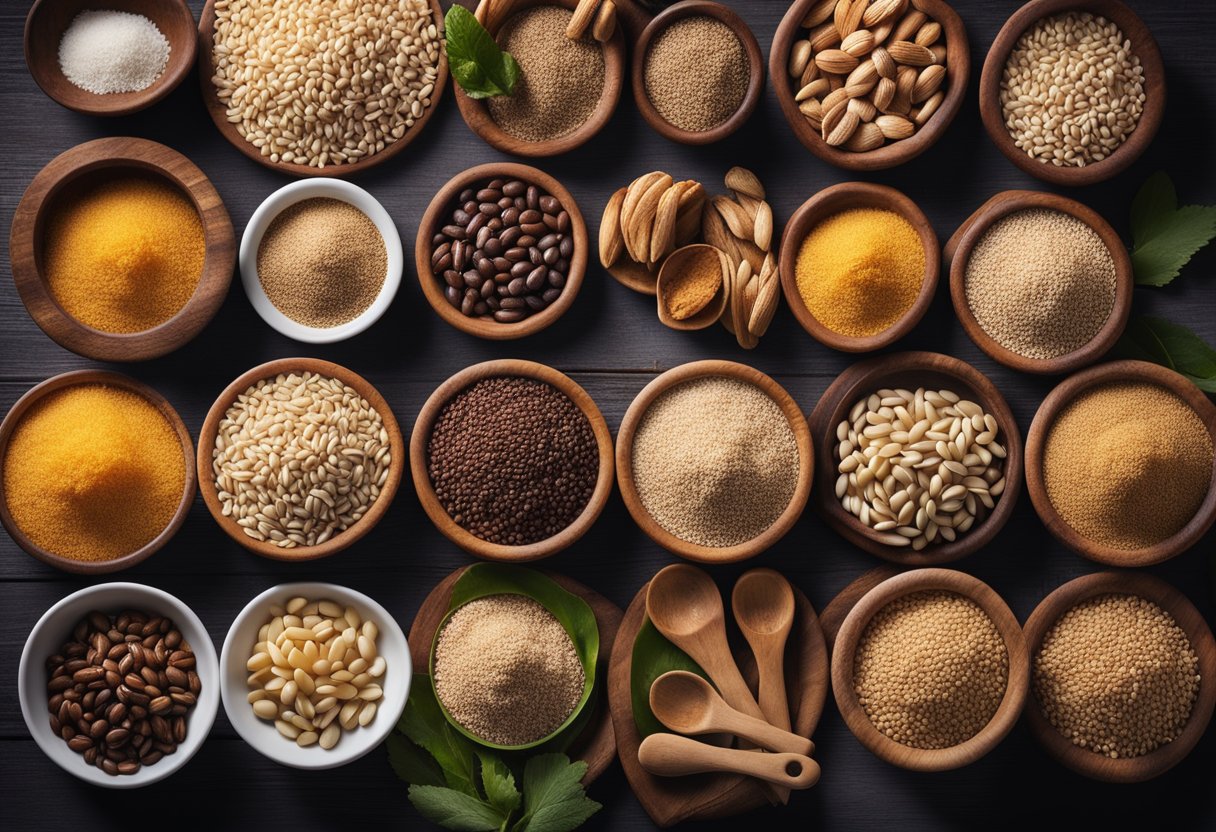 Whole grains being selected and prepared for recipes. No human subjects or body parts included