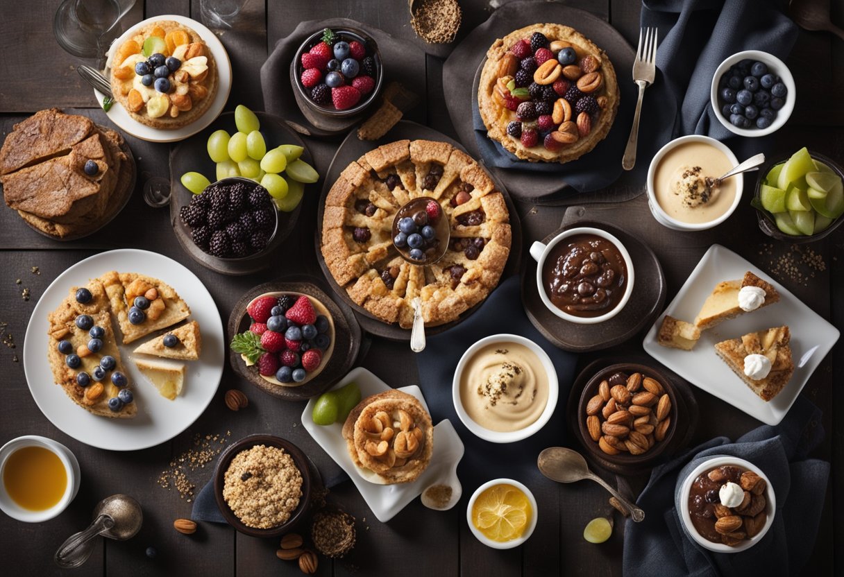 A table set with various Paleo desserts and dishes, showcasing a spread of healthy and delicious options for a Paleo diet