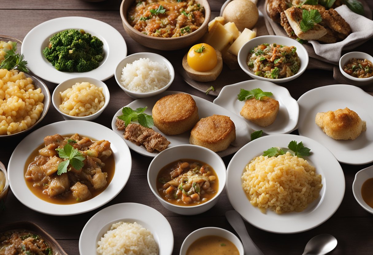 A spread of regional dishes from the Southeastern states, showcasing the diverse culinary traditions of the region